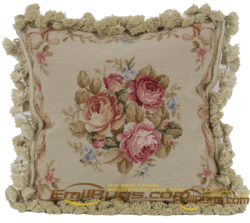 

Wool Hand Carved Needlepoint Cushion Elegant French Design Woolen Needlepoint Rectangular Sofa Cushions