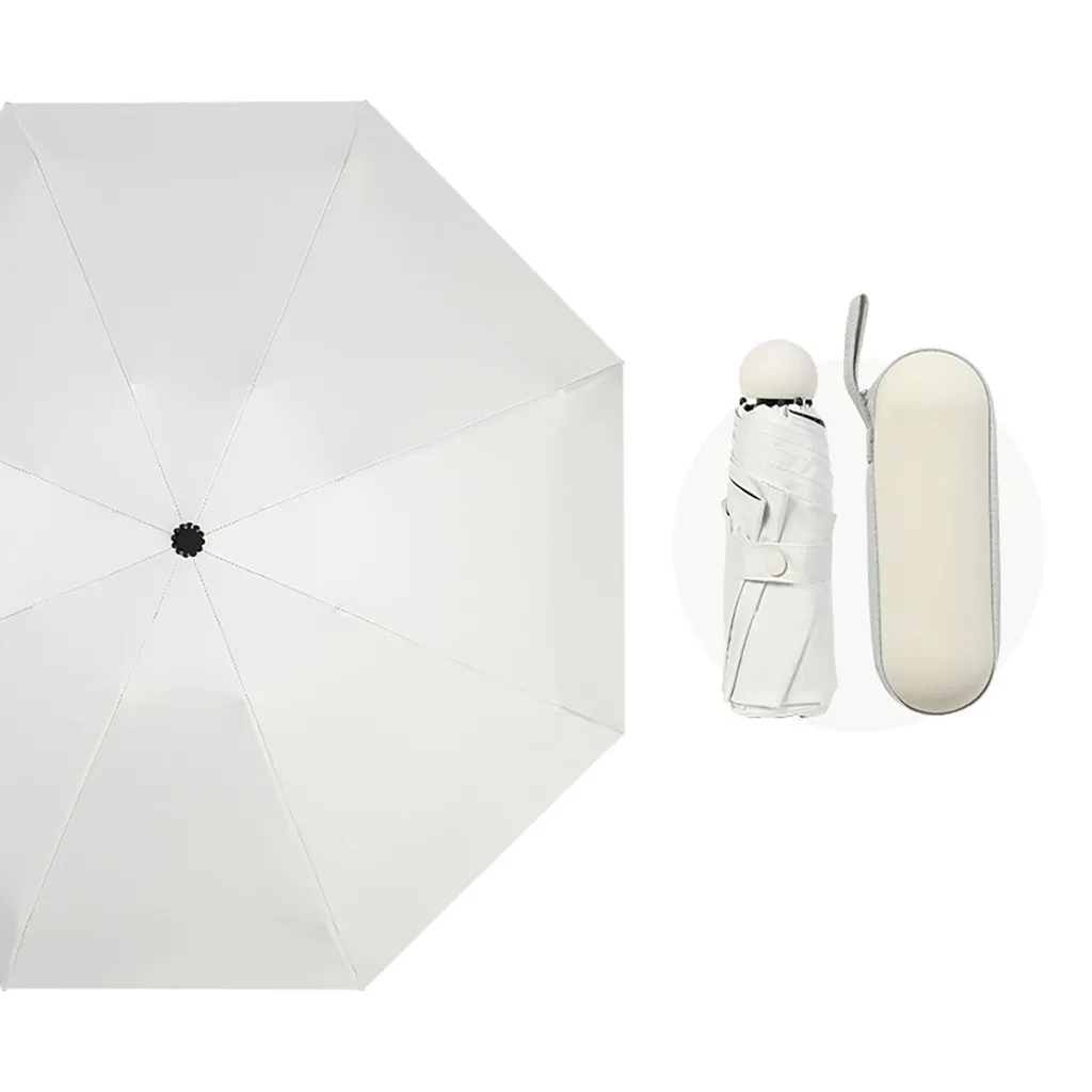 Portable Mini Capsule Umbrella Ultra Light Sunscreen Sun UV Protection Parasol Playa Beach Parasol Umbrellas Stand Rainy Day - Цвет: White