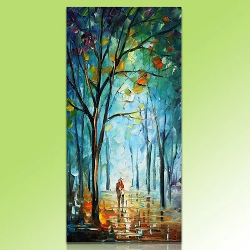

Hand-painted Landscape Oil Painting on Canvas Modern Abstract Wall Art Streetscape Pictures Large Handmade Trees Scene Paintings