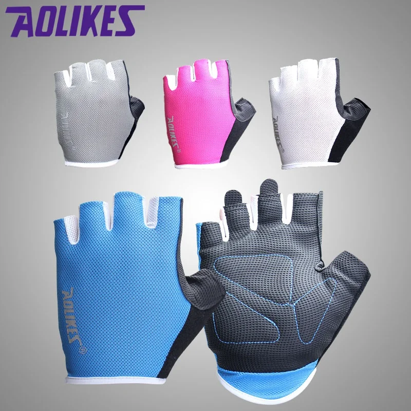 Summer men and women fitness gloves gym weightlifting cycling bodybuilding training thin breathable non-slip half finger gloves