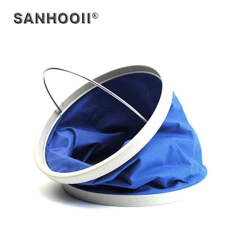 

Oxford Cloth Portable Round Fish Bucket Tackle Box Water Container Pail for Fishing Camping Travel Gardening Color Random