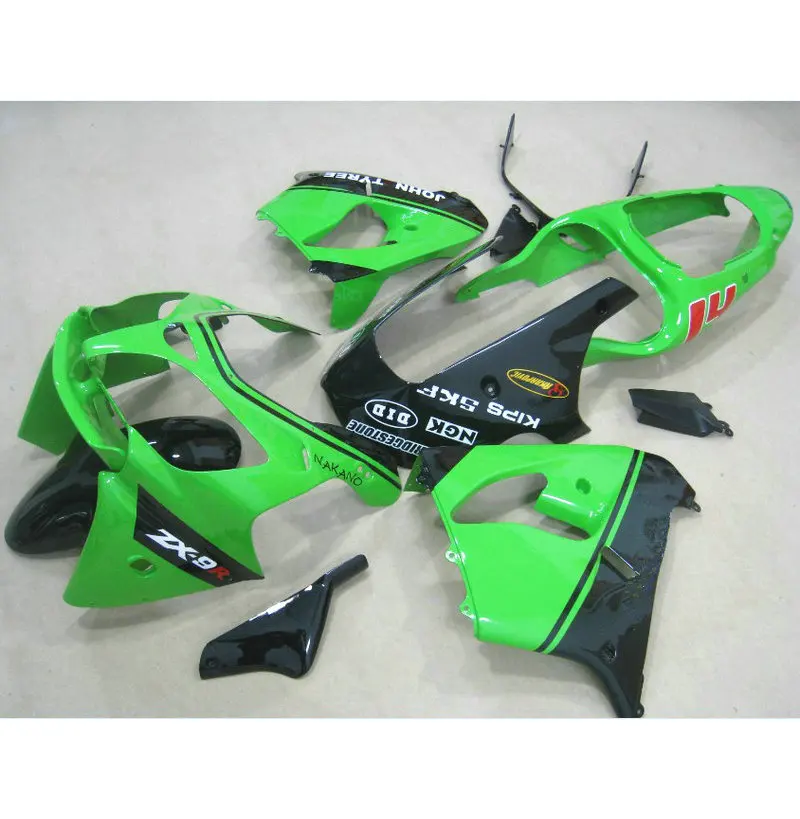 Custom free bodywork fairing for Kawasaki grenn black ZX 9R 02 03