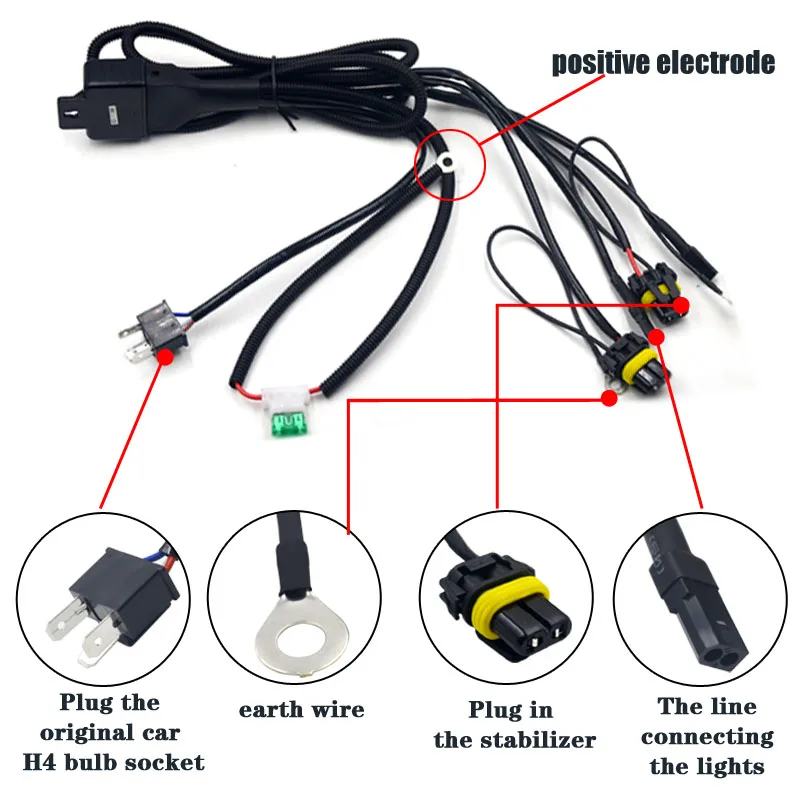 AILEO Bi xenon h4 мини-проектор без потерь Установка hid костюм Простая установка h4 xenon RHD LHD 55 Вт 6000 К 4300 К 8000 К