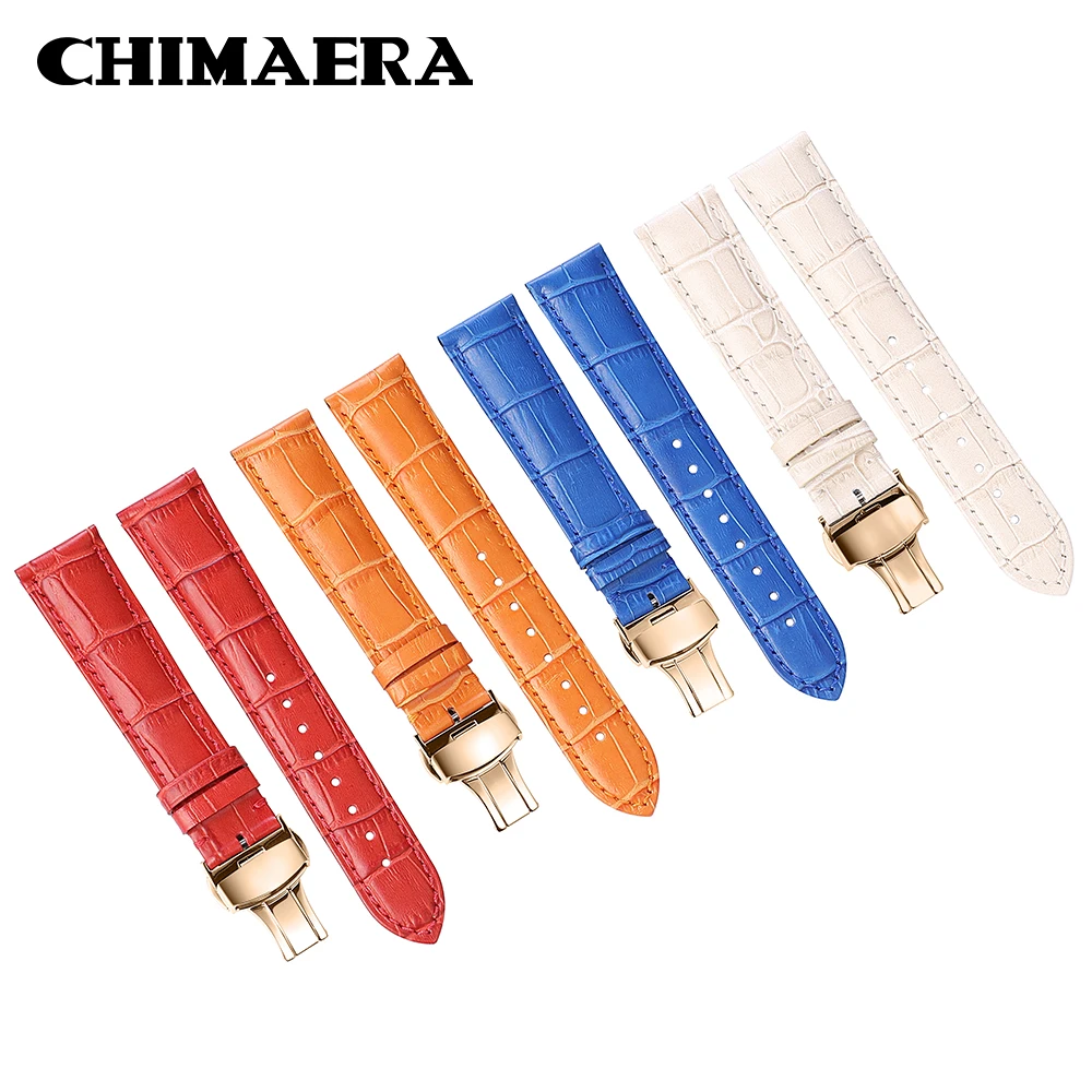 Ремешок CHIMAERA из натуральной кожи для наручных часов браслет с раздвижной пряжкой