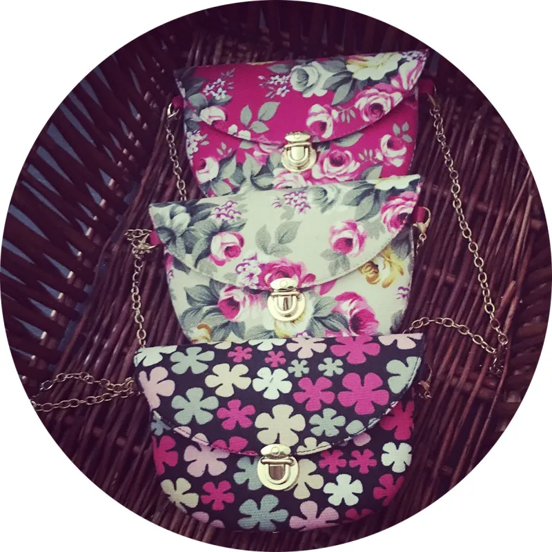 

Monsisy Kid Bag For Girl Shoulder Bag Floral Printing Coin Purse and Handbag For Baby Children Wallet Metal Chain Messenger Bag