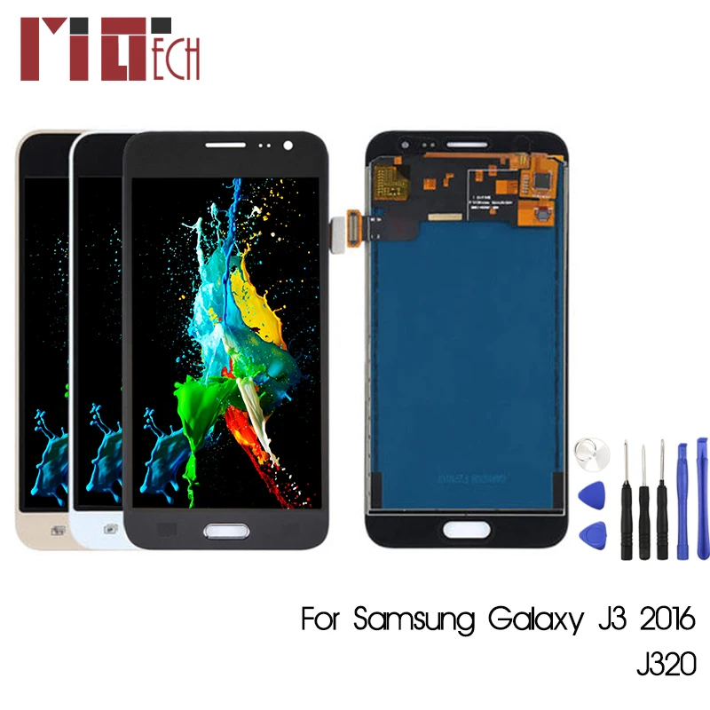 

For Samsung Galaxy J3 2016 J320 J320A J320F J320M LCD Display Touch Screen Digitizer Full Assembly Replacement Adjust Brightness
