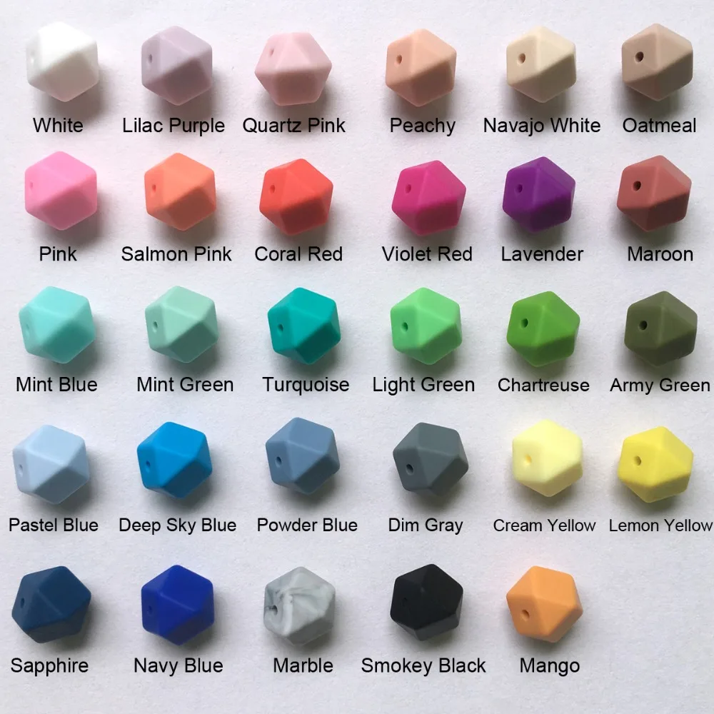 14mm silicone teething hexagon beads