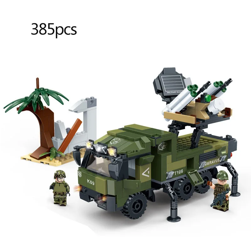 

385pcs World War 2 WW2 Police SWAT Air defense missile vehicle Building Blocks Figures Army Bricks Toys For Children