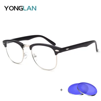 

Brand Men Women Metal Glasses Frame Retro Photochromism oculos de grau masculino Assembly Prescription Eyewear with Lens