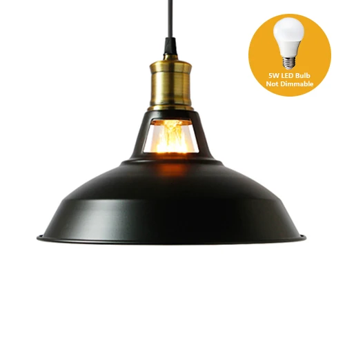 Подвесной светильник в стиле лофт, промышленный подвесной светильник s, винтажный подвесной светильник Эдисона E27 110 220 В для домашнего ресторана, декоративный светильник - Цвет корпуса: Black Incl LED Bulb