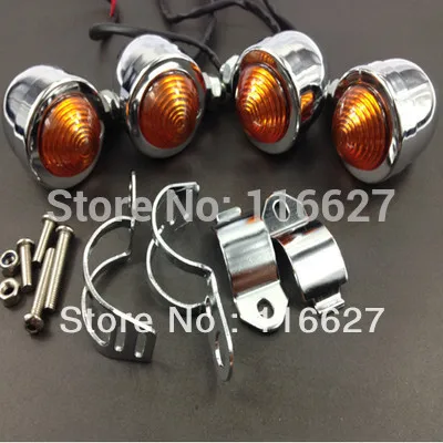 

Chrome Bullet indicator TURN SIGNAL LIGHT *4 for Harley Bobber Custom Chopper Cafe Vulcan Suzuki Honda Shadow Yamaha Cruisers