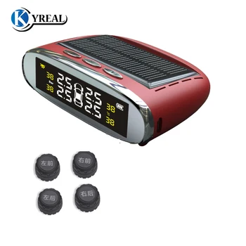 

2017 Solar TPMS 12V Car Tyre Pressure Monitor Wireless External Sensor 4 PCS Universal For All Cars 3 Colors Alarm System Auto