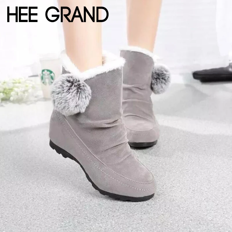 

HEE GRAND 2018 Women Winter Warm Suede Wedges Casual Snow Boots Thick Cotton Boots Footwear Shoes Mujer Booten XWX7073