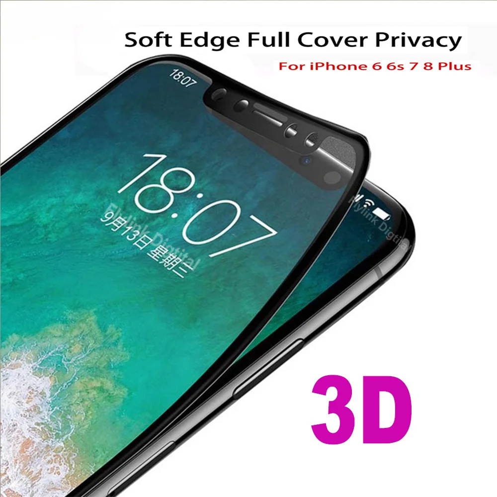 3D изогнутый край Полное покрытие Защита экрана для iPhone X 7 6 S 8 закаленное стекло s