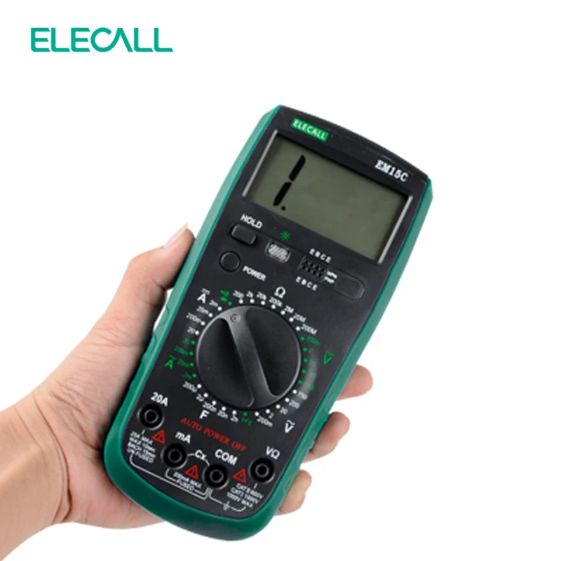 

ELECALL EM15C 2000 Counts Multimeter Plastic Shell LCD Display AC/ DC Testing Auto Power Off Digital Multimeter