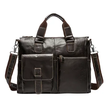 

Brand Genuine Leather Men's Shoulder Bag Crossbody Bags Messenger Bags Men Leather Laptop Briefcases Handbag Zipper Men Bag