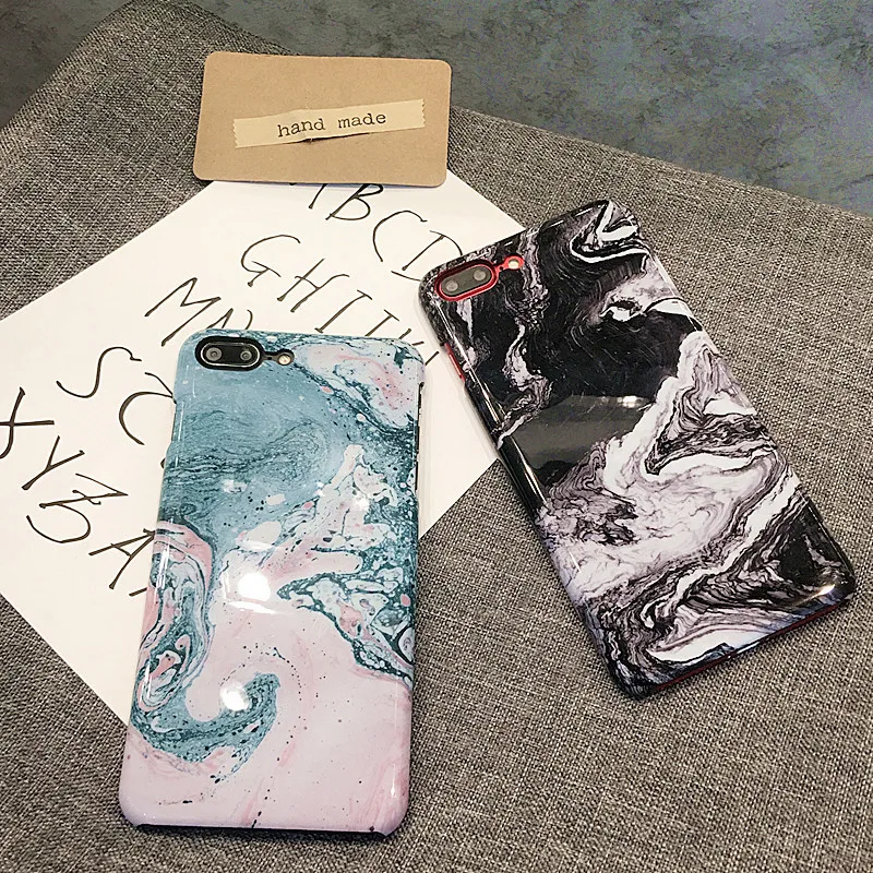 

Luxury Smooth Hard Marble Phone Case for iPhone 6 6S 7 8 Plus Case Retro Art Oil Painting Back Cover for iPhone 8 Plus Coque