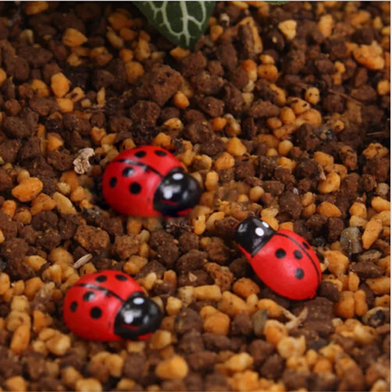 10 шт. в наборе миниатюрные украшения Coccinella Septempunctata изделия из смолы DIY маленький садовый декор