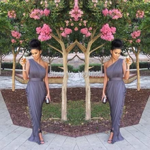 Hot Sale One shoulder Bridesmaid Dresses Mermaid sexy prom party dress for bridesmaid vestidos de festa custom made