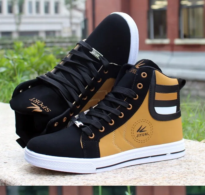 HUANQIU Brand Men Shoes 2018 Spring Fashion Boots Shoes Man High Top Shoes Men Lace Up Casual Shoe Chaussure Plus size 45 ZLL434 HTB14n8qgNnaK1RjSZFtq6zC2VXao - HUANQIU Brand Men Shoes 2018 Spring Fashion Boots Shoes Man High Top Shoes Men Lace Up Casual Shoe Chaussure Plus size 45 ZLL434