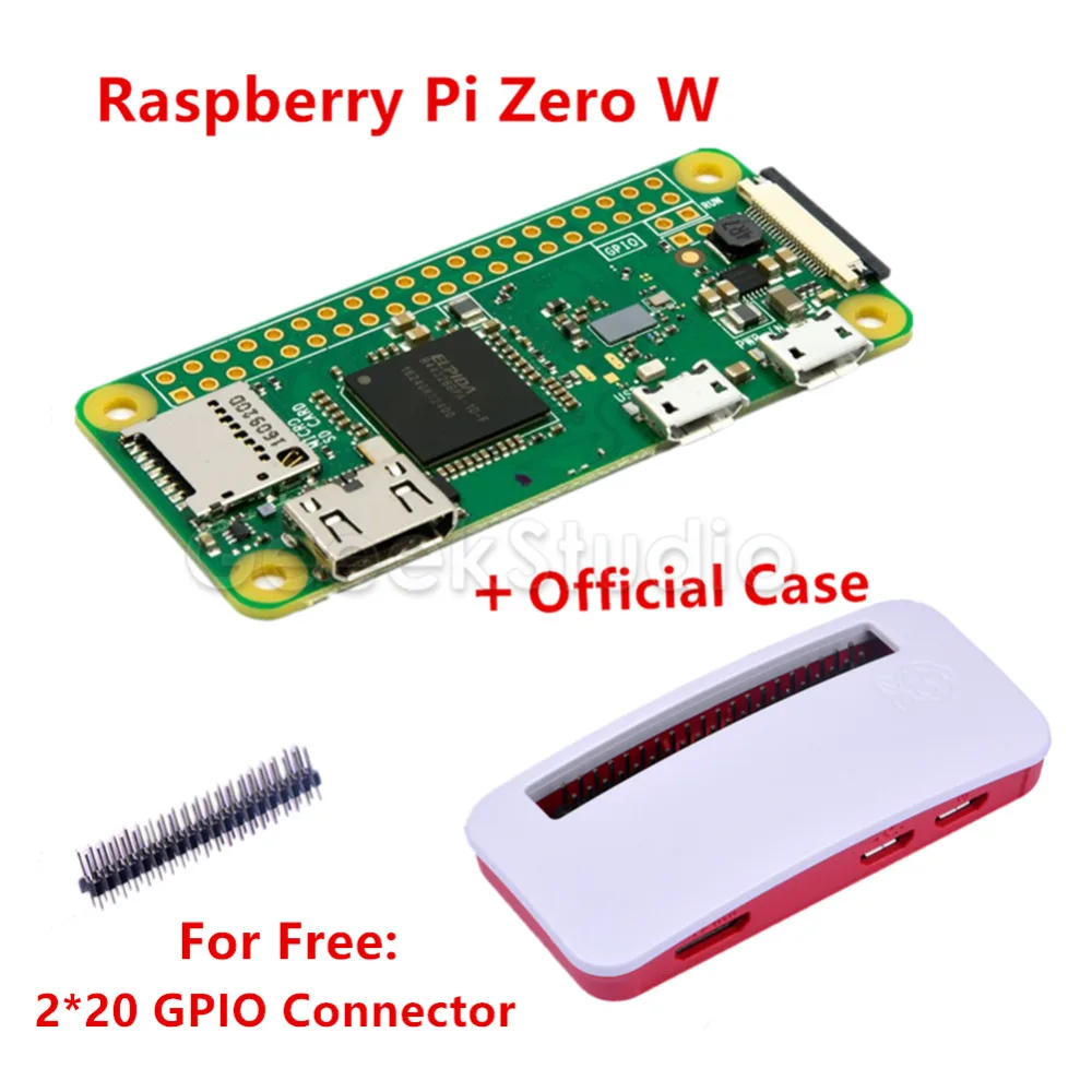 

Newest! Raspberry Pi Zero W Wireless Pi 0 with WiFi and Bluetooth 1GHz CPU 512MB RAM Linux OS 1080P video output & Official Case
