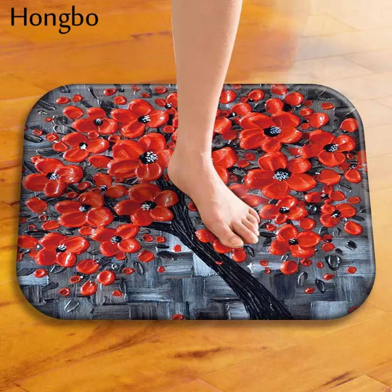 Hongbo 3D яркое Дерево картина маслом ковер Противоскользящий напольный коврик в ванную комнату кухня Открытый коврик передняя дверь коврик - Цвет: 22