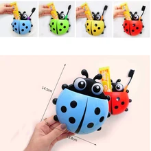 Божья коровка зубная щетка на стену, наборы для ванной, мультяшная присоска, держатель для зубной щетки, красный, зеленый, желтый, синий цвет, животное, милый мультфильм