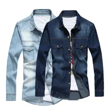 New Fashion Men Slim Fit Long Sleeve Denim Shirt Mens Big And Tall Shirts Jacket Casual Camisa for Men JL