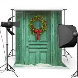 Mehofoto Merry Рождество винил фотографии Задний план для детей Зеленая дверь Новый Ткань фланель фон для фото студия ST550