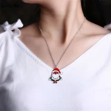 

Christmas Necklace Enamel Jewelry Print snowman deer socks Christmas tree Pendant Necklace 2018 new year gift