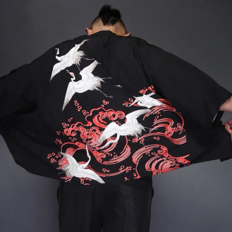 Zogaa Dragon Kimono Jacket Men Japanese Streetwear Kimono Cardigan Jacket Men Black Windbreaker Men Jacket Coat 2019 Summer