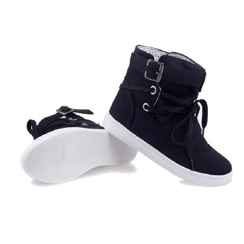 Женские холщовые ботинки с высоким берцем однотонная повседневная обувь круглым