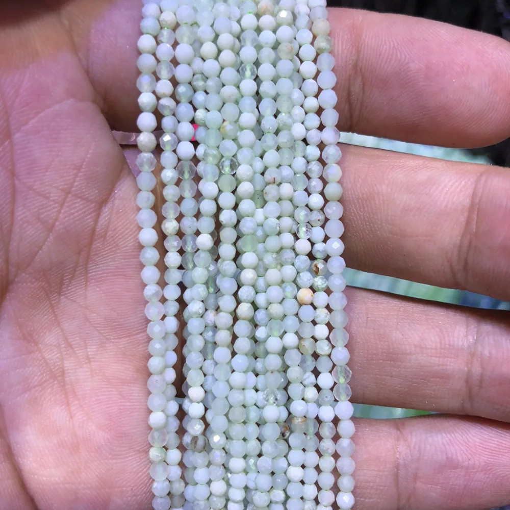 5 strings Lot Natural Green Opal Faceted Tiny Small Beads,Natural Beads 2mm 3mm Faceted Round Tiny Spacer Beads,15.5\