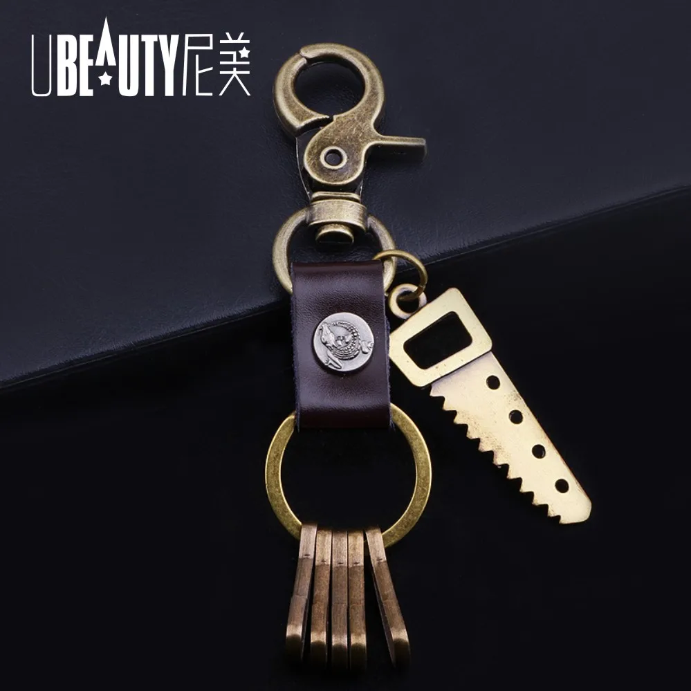 

UBEAUTY A Saw Shaped Key Ring Double Bronzer Bersonality Keychain Charm Fashion Multi-function Keychains For Men Jewelry