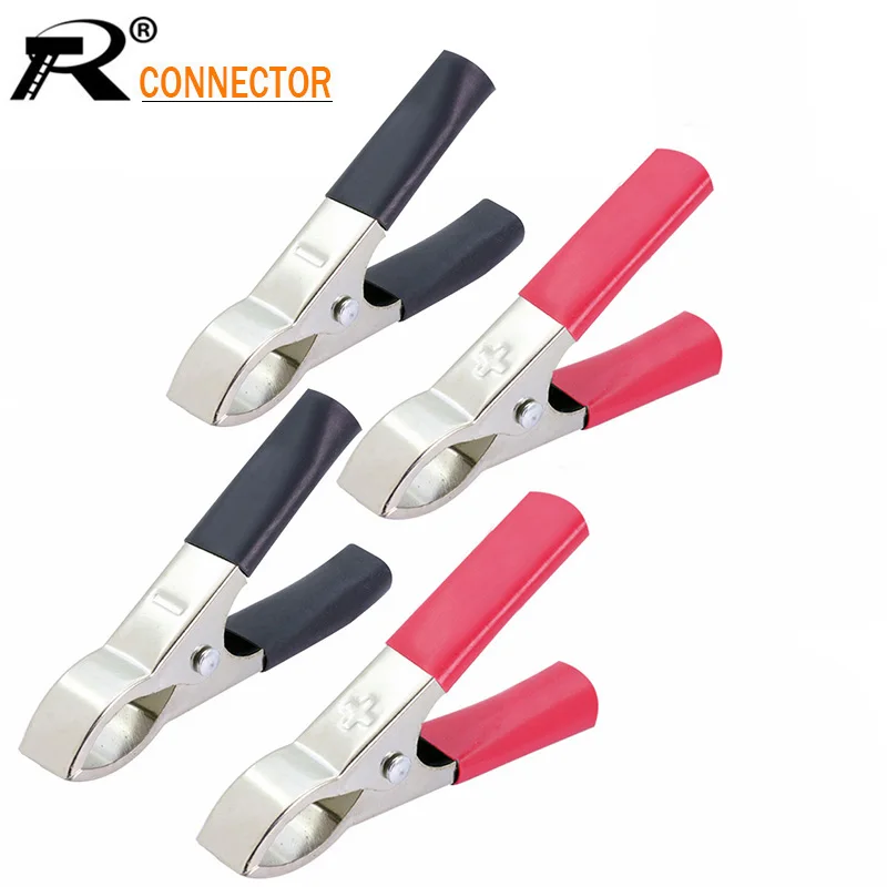

100pcs/lot 30A 72MM 75MM Alligator Clip Electrical Test Probe Battery Test Lead Crocodile Clips 50 Pairs Red+Black