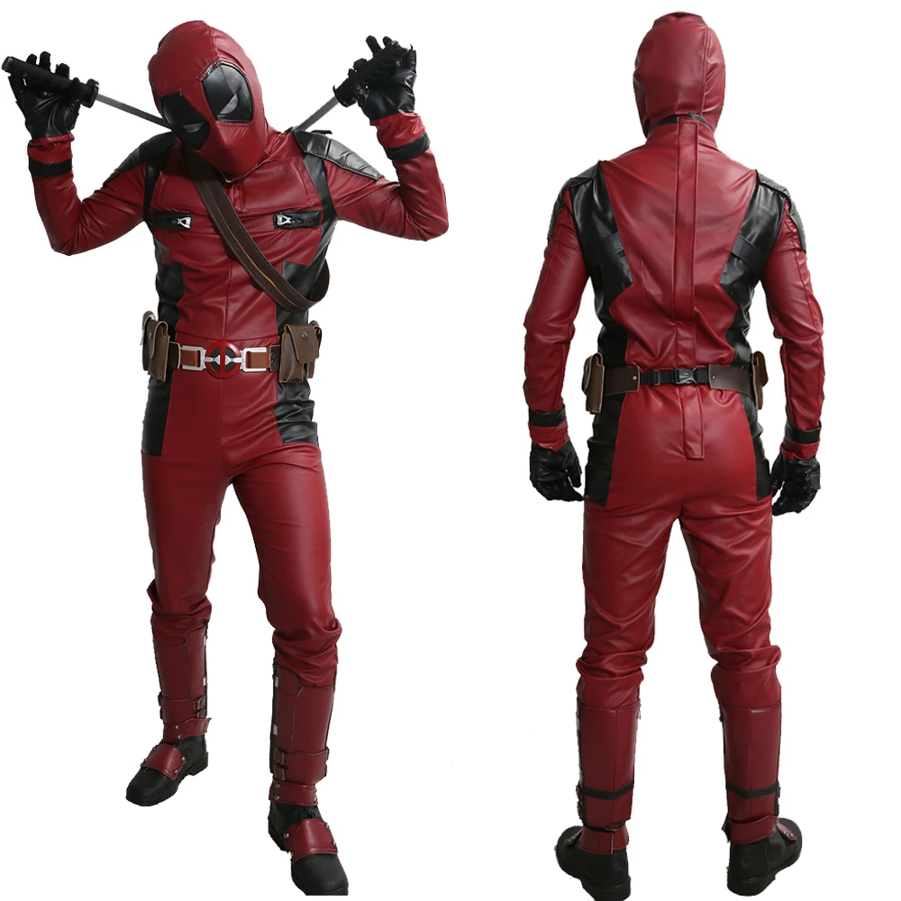 

Hot Sale 2018 Cosplay Costume Deadpool Superhero Wade Wilson PU Faux Leather Costume Outfit Cosplay Costumes Set For Men Male