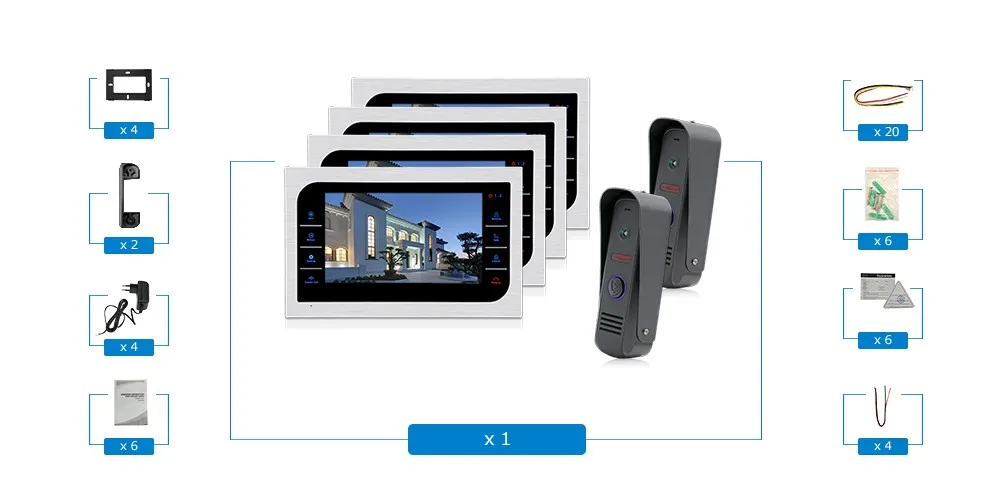 JeaTone 10 "TFT проводной видеодомофон Системы 1200TVL высокое Разрешение Камера сенсорные клавиши Home безопасности, видео звонок Системы