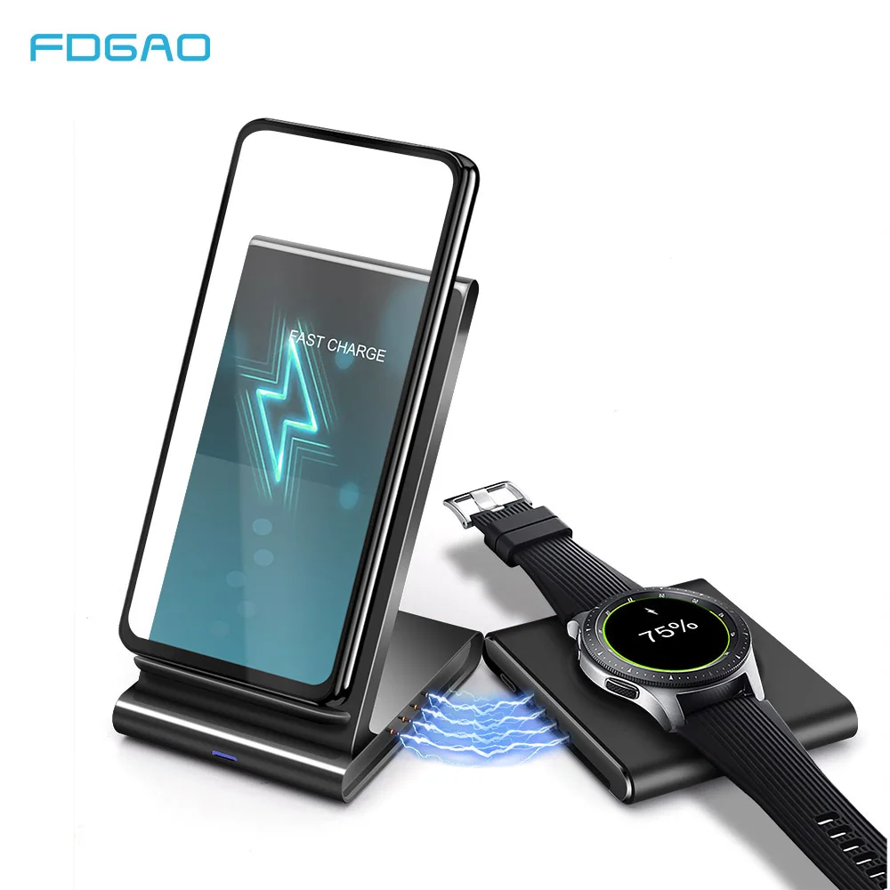 

Qi Wireless Charger Stand For iphone X XS XR 8 10W Fast Charging Pad For Samsung Galaxy Watch Active Buds Gear S2 S3 S4 Airpods