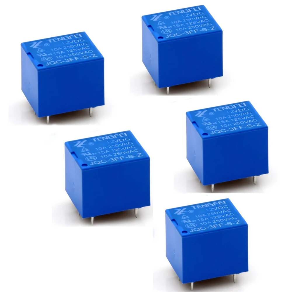 5PCS T73 Small Conversion Type Blue Relay 12V 5 Pins 10A JQC 3FF S Zin Car