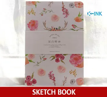 

80 Sheets A5 Blank Hard Cover Sketch Book , Flower Series Sketchbook for Drawing as Notebook