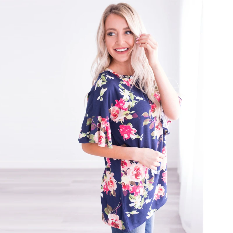 maternity blouse-maternity tops-maternity tshirt-navy blue side AS1752