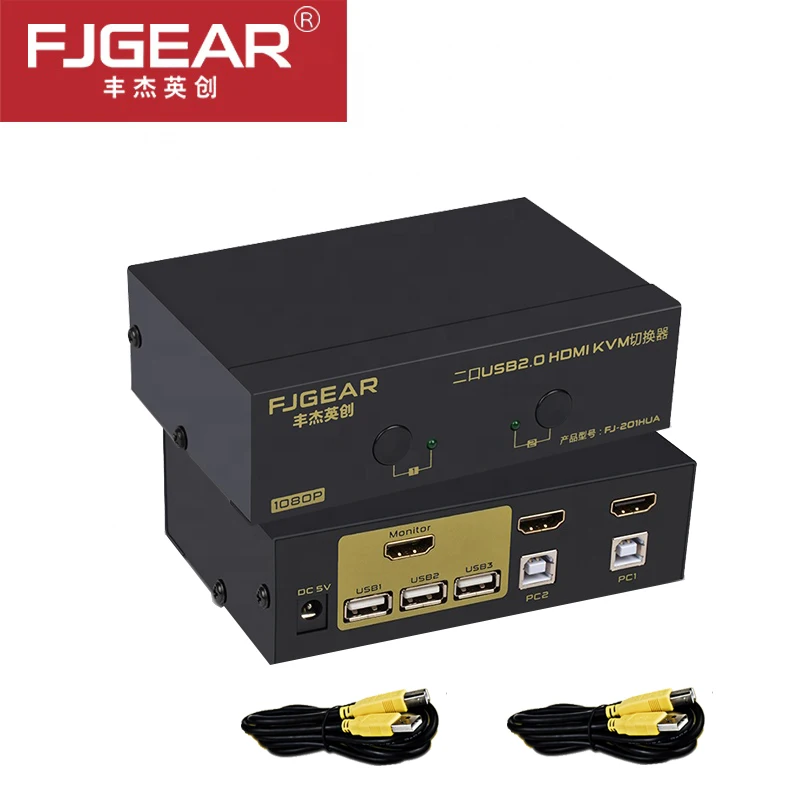  HDMI switch KVM Switch 2 Port without hdmi Cables PC Monitor Keyboard Mouse Switcher Supports Auto 