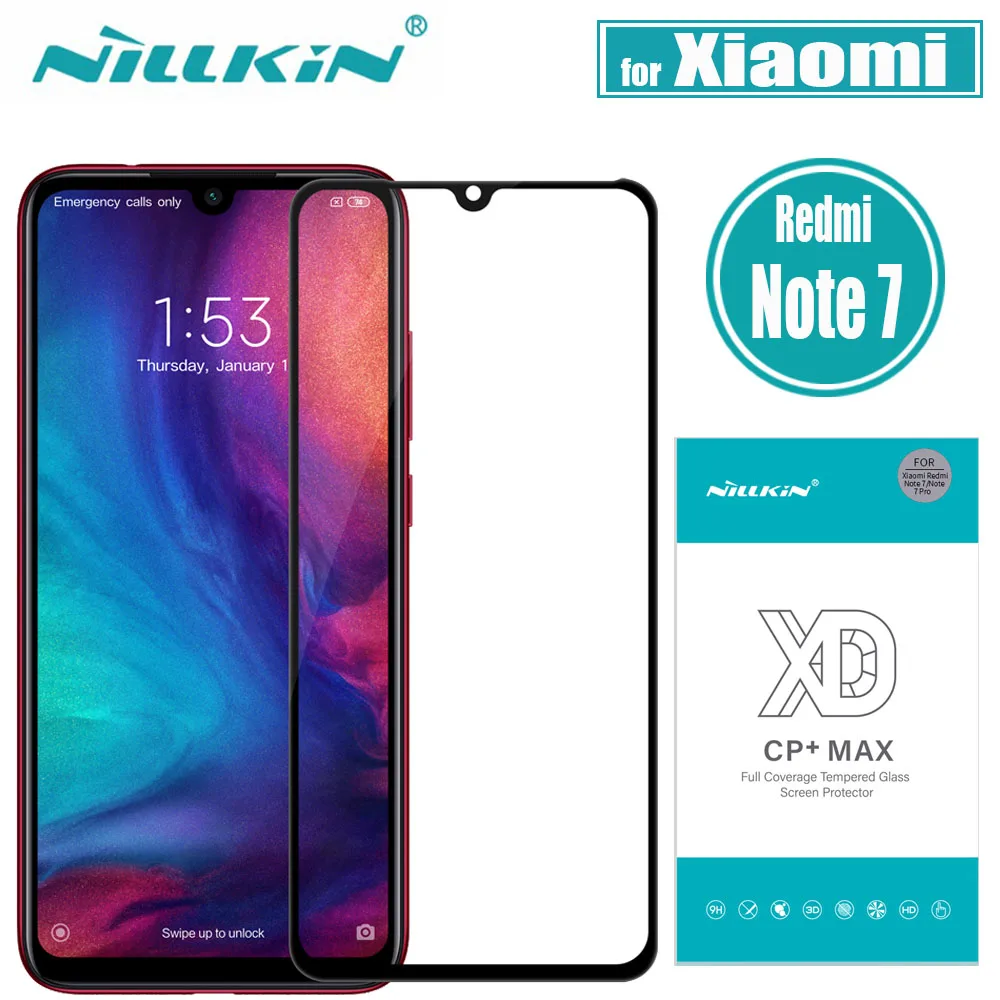 

for Xiaomi Redmi Note 7 Pro Glass Screen Protector Nillkin XD CP+MAX Full Cover Clear Safety Tempered Glass on Redmi Note7 7s