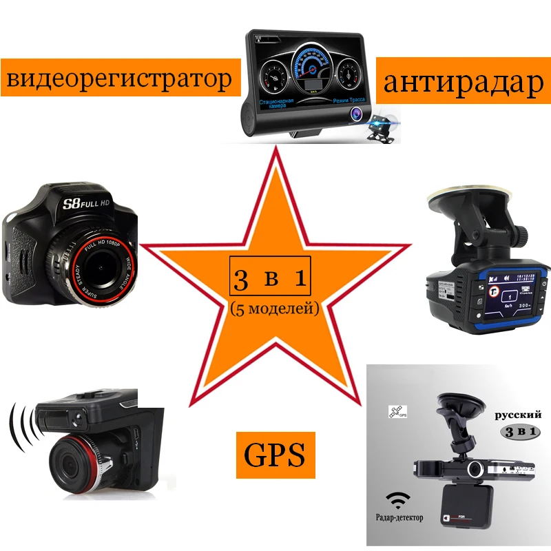 

car camera Russia voice 3 in 1 Car DVR Anti Radar Detector Full bands GPS G-sensor Night vision Loop Recording dash cam