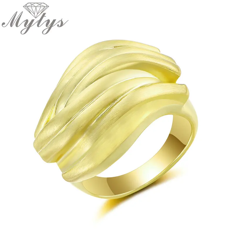 

Mytys Trendy Streamline Ring for Women New Fashion Lines Geometric Statement Ring Fashion Metal Jewelry Gold Silver R2097 R2098
