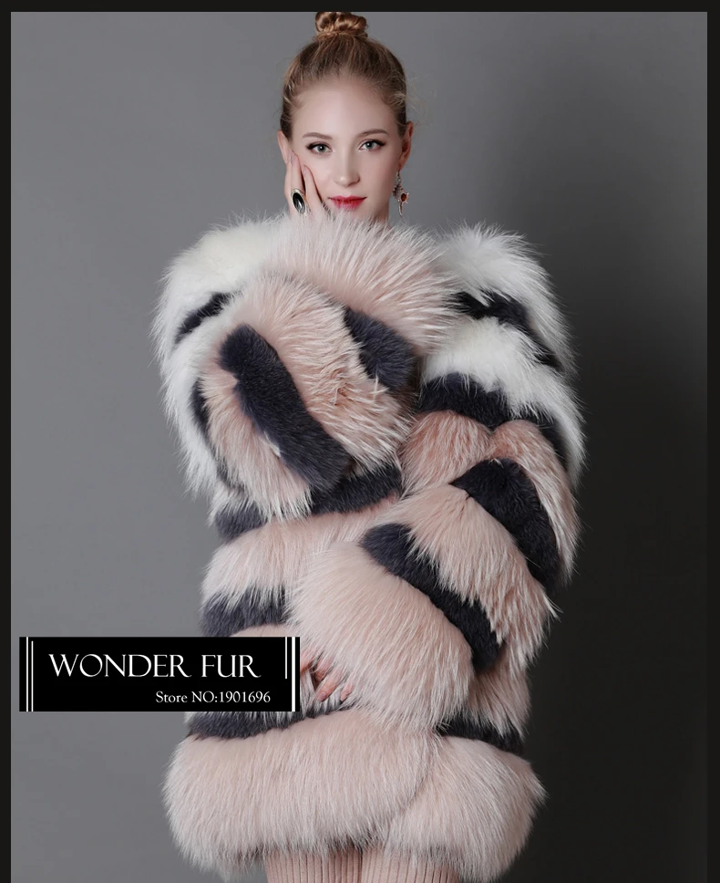 Buy Adorable Design Pink Silver Fox Fur Coat Female