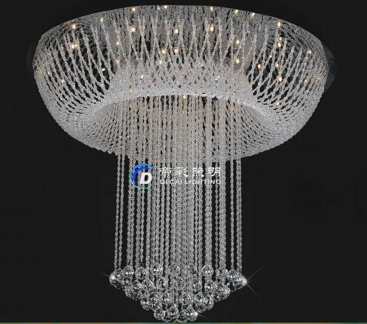 Free Shipping Ceiling Lamp Round Crystal Chandelier Light Fixture Crystal Lamp Bulbs included Stair Lighting Dia