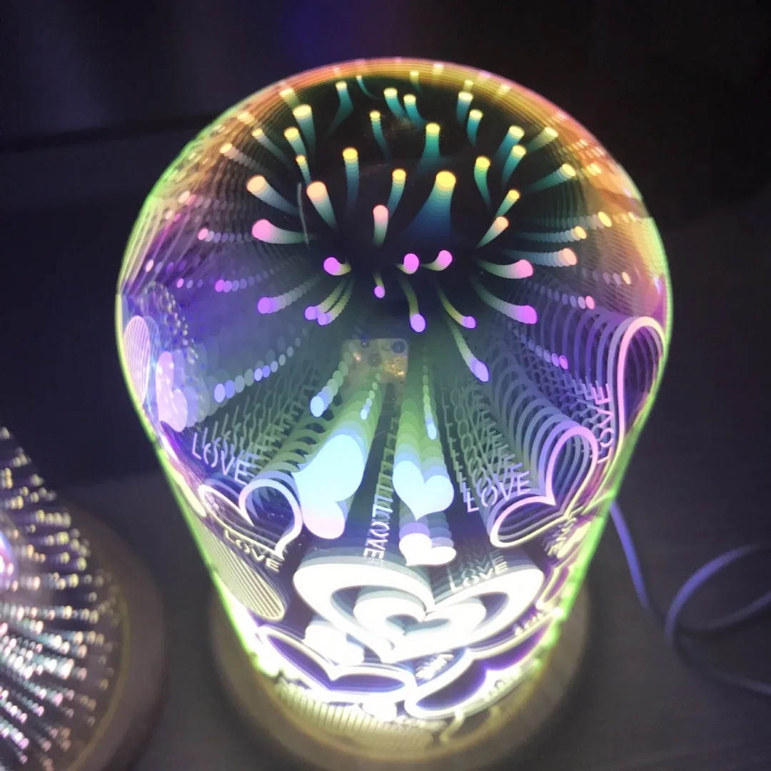 1pc 3D USB Glass Starburst Colorful LED Table Lamp Accent Bedside Night Light Decor 2019 Newest