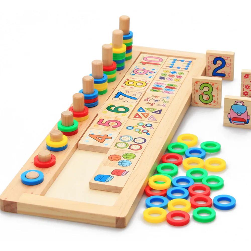 

Math toys Number Game Board Children Wooden Learning To Count Numbers Matching Early Education Teaching develop intellectual kid