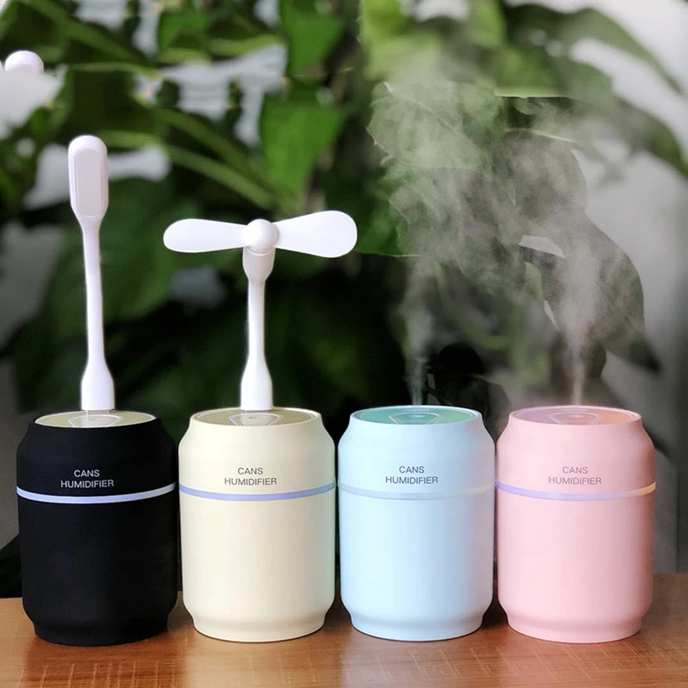 

New Creative 200ml 3 in 1 Air Humidifier with Mist Fan Led Night Light Ultrasonic Essential Oil Diffuser for Home Office Car
